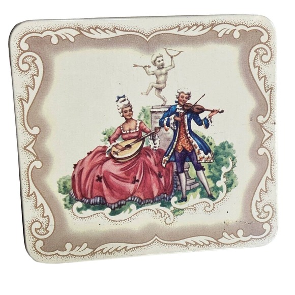 Vintage Hinged Lid Tin Made in England Musical Couple Candy Mints Cigarettes Box - Picture 6 of 6